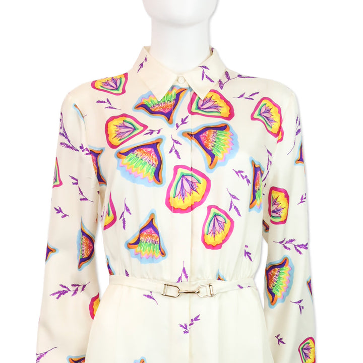 Gabriela Hearst Mariano Floral Print Belted Silk Midi Shirtdress
