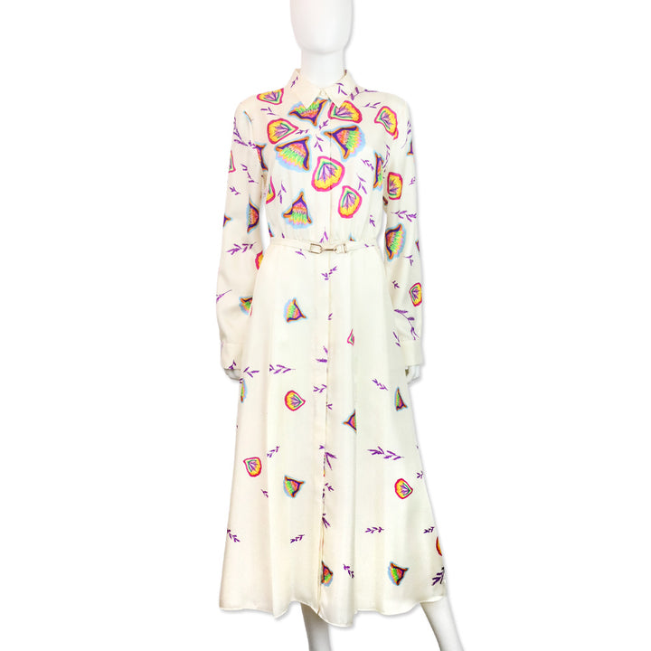 Gabriela Hearst Mariano Floral Print Belted Silk Midi Shirtdress