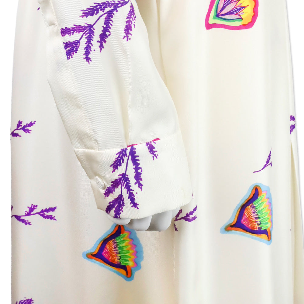 Gabriela Hearst Mariano Floral Print Belted Silk Midi Shirtdress