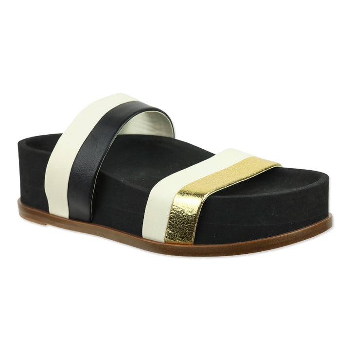 Gabriela Hearst S/S RTW 2023 Black Striker Color-block Leather Platform Slides