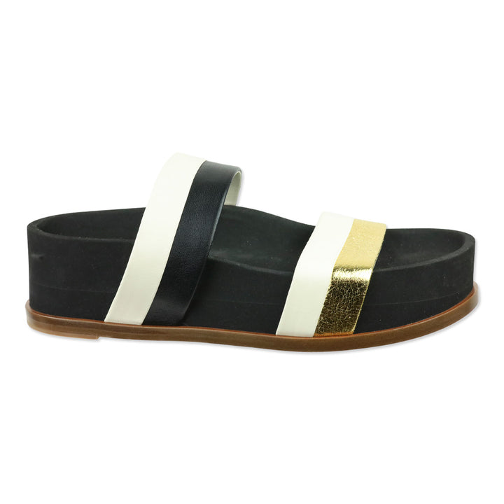 Gabriela Hearst S/S RTW 2023 Black Striker Color-block Leather Platform Slides
