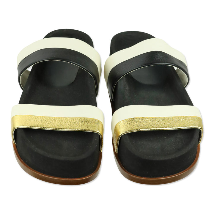 Gabriela Hearst S/S RTW 2023 Black Striker Color-block Leather Platform Slides