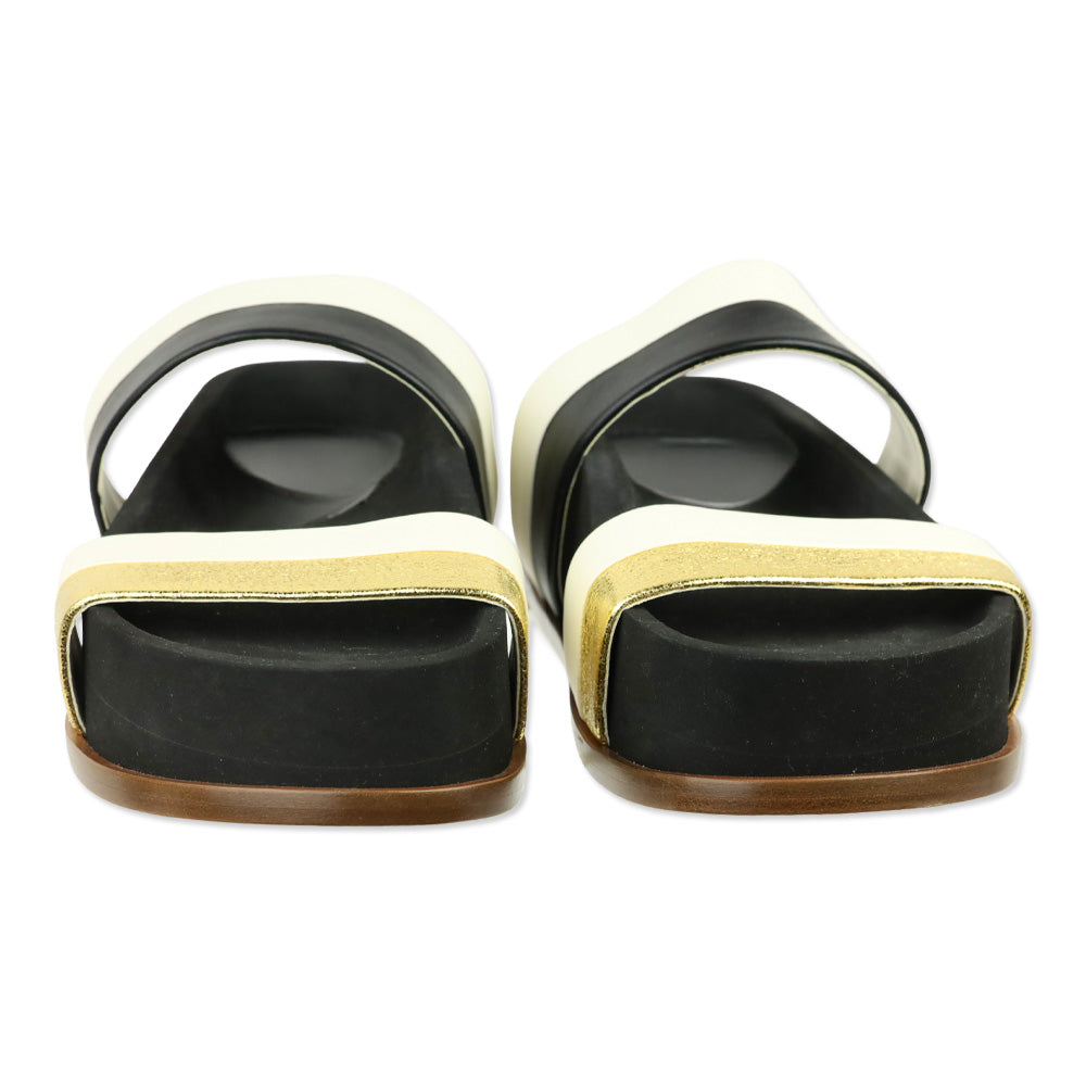 Gabriela Hearst S/S RTW 2023 Black Striker Color-block Leather Platform Slides