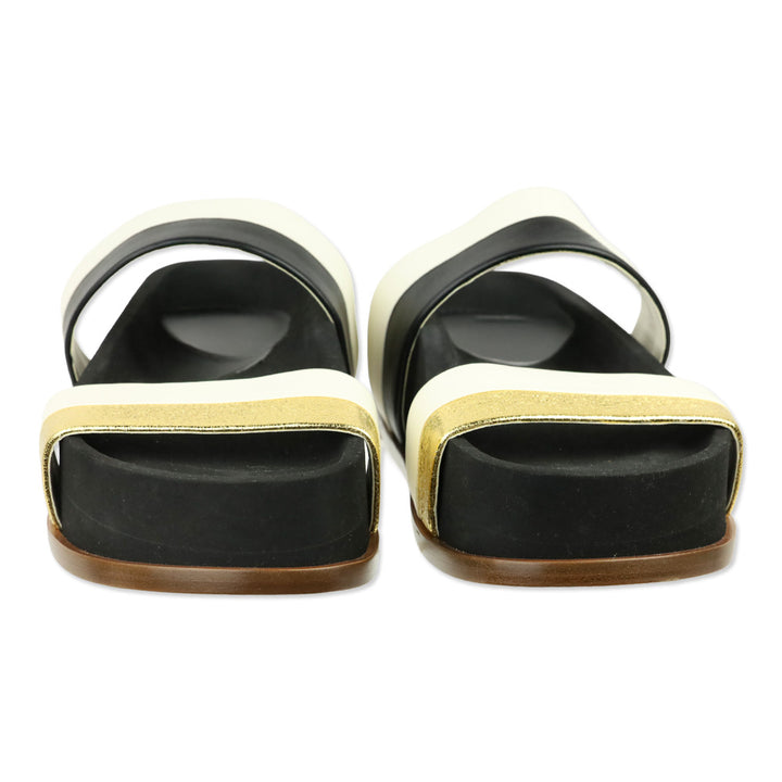 Gabriela Hearst S/S RTW 2023 Black Striker Color-block Leather Platform Slides