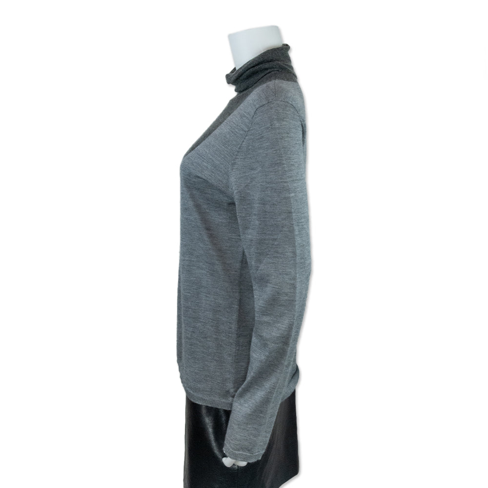 Gabriela Hearst Color Block Gray Turtleneck Sweater