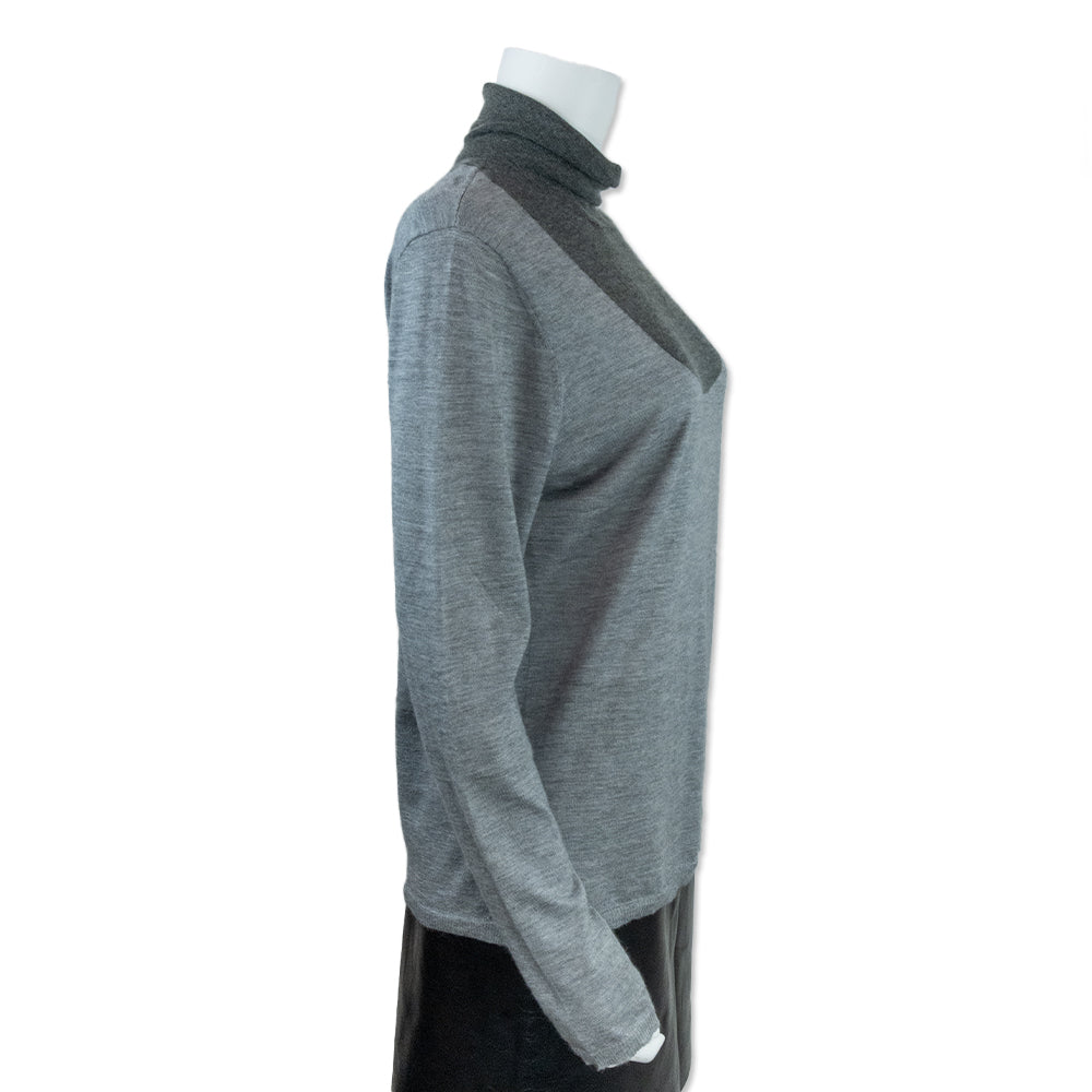 Gabriela Hearst Color Block Gray Turtleneck Sweater