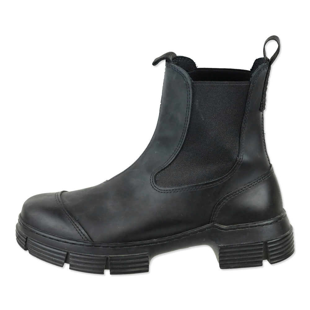 Ganni Black Rubber Chelsea Platform Boots