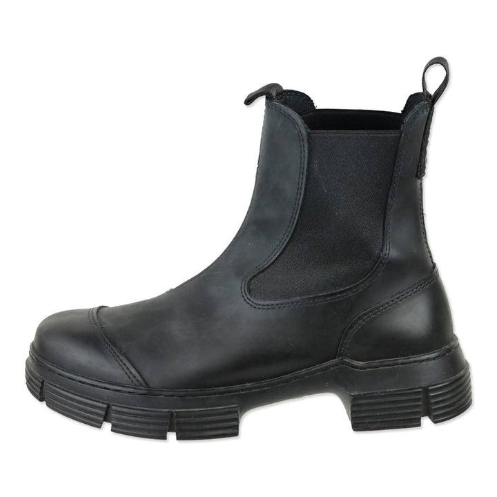 Ganni Black Rubber Chelsea Platform Boots