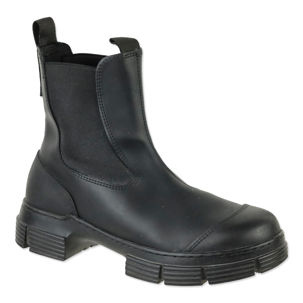 Ganni Black Rubber Chelsea Platform Boots