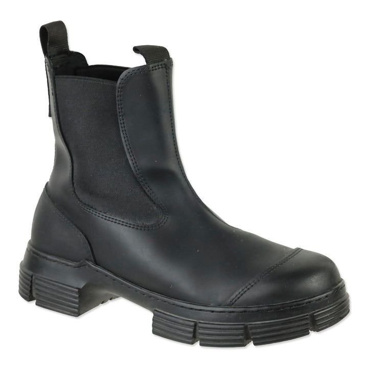 Ganni Black Rubber Chelsea Platform Boots