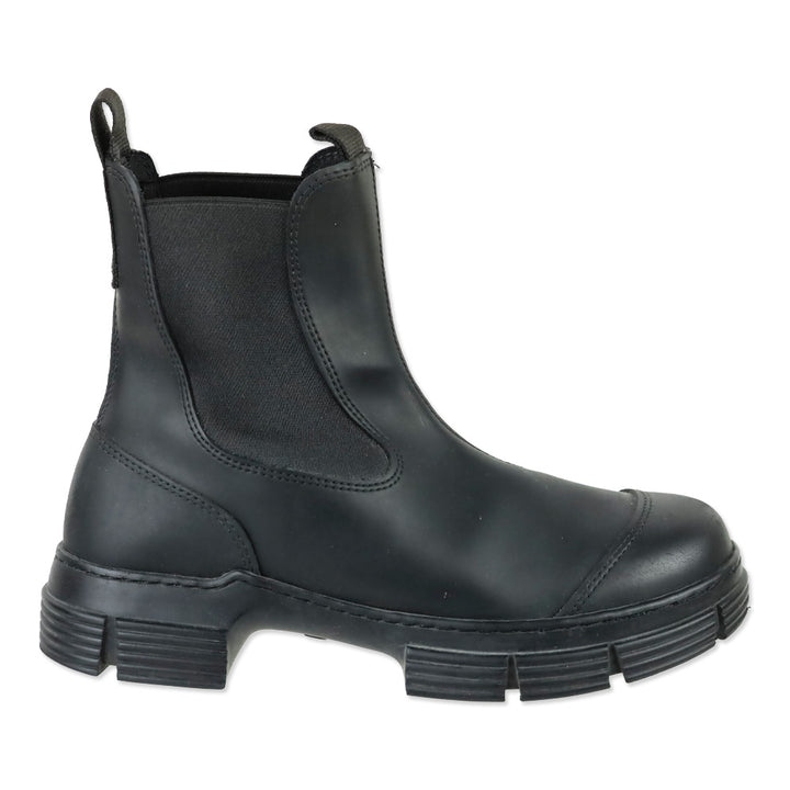 Ganni Black Rubber Chelsea Platform Boots