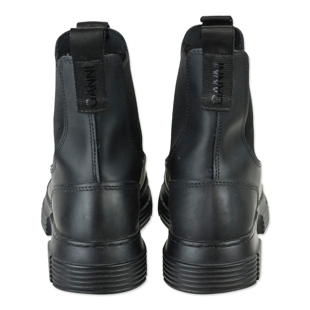 Ganni Black Rubber Chelsea Platform Boots