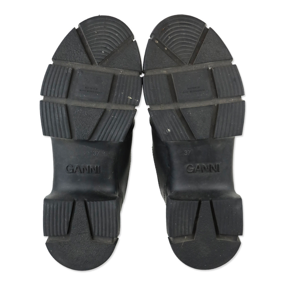 Ganni Black Rubber Chelsea Platform Boots