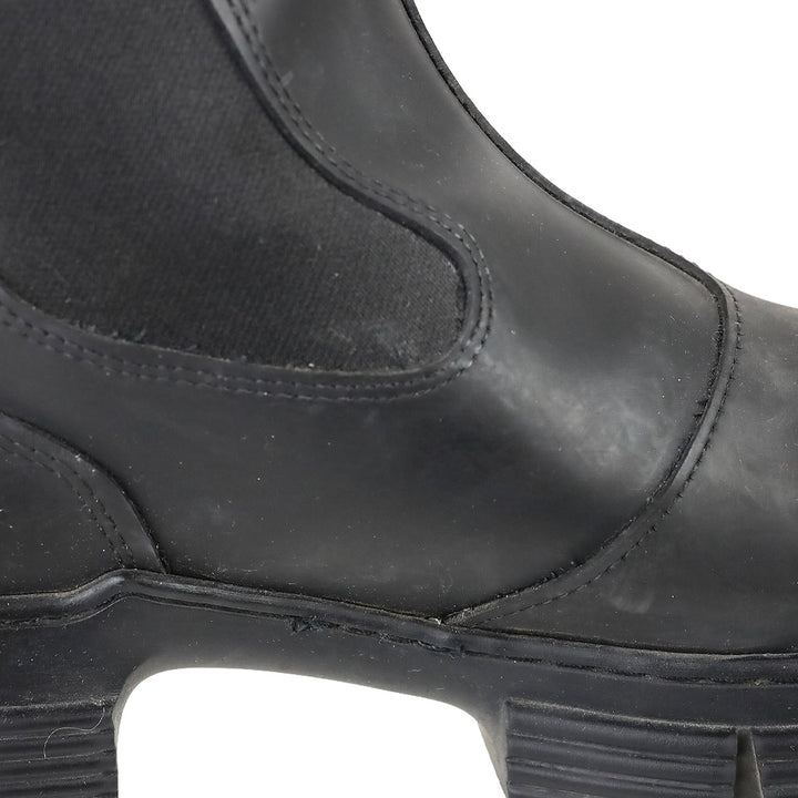 Ganni Black Rubber Chelsea Platform Boots