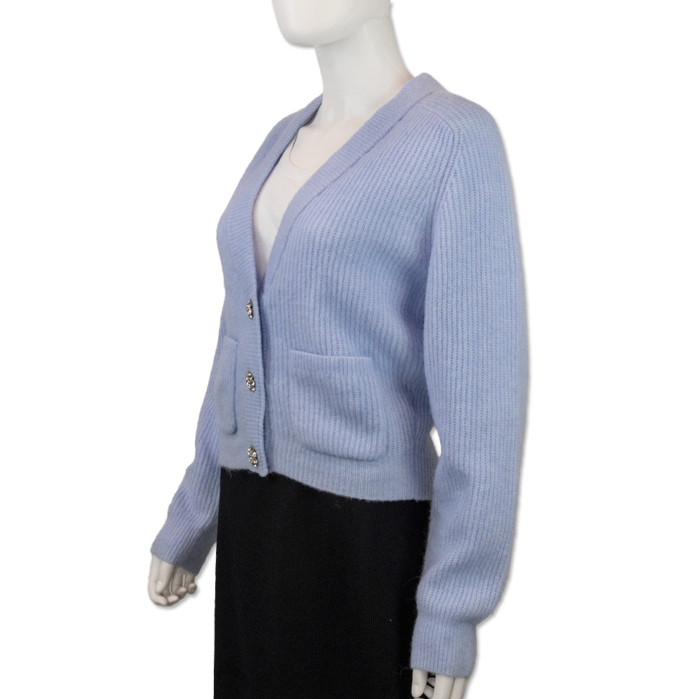 Ganni Brunnera Blue Soft Wool Cardigan