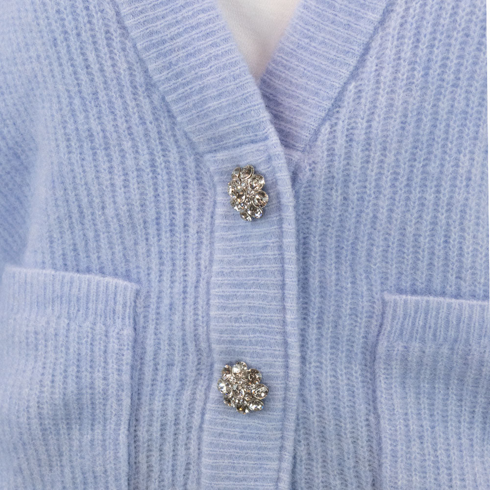 Ganni Brunnera Blue Soft Wool Cardigan