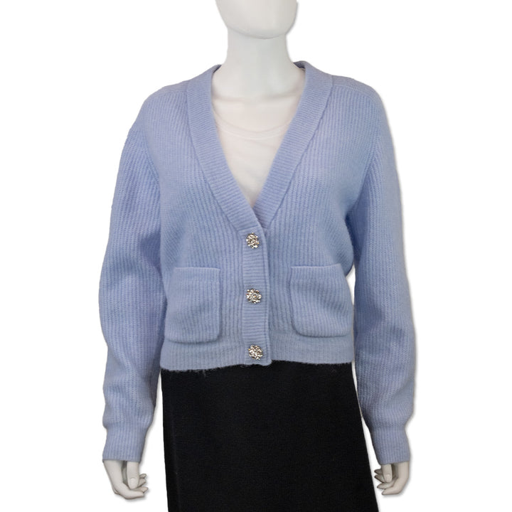 Ganni Brunnera Blue Soft Wool Cardigan