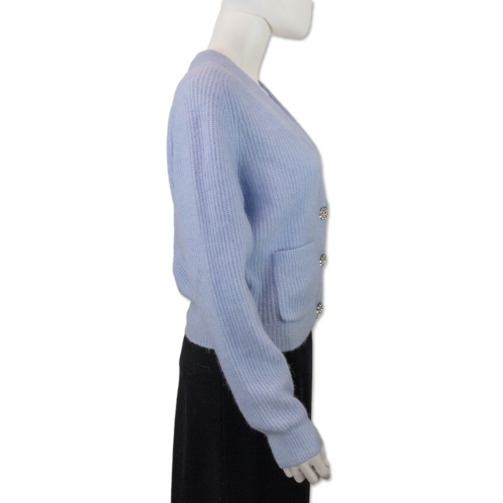 Ganni Brunnera Blue Soft Wool Cardigan