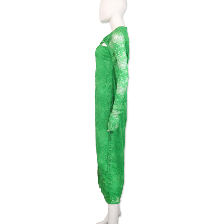 Ganni Kelly Green Lace Twist Maxi Dress