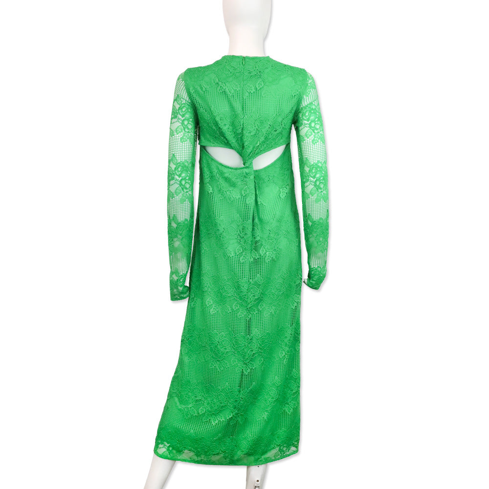 Ganni Kelly Green Lace Twist Maxi Dress