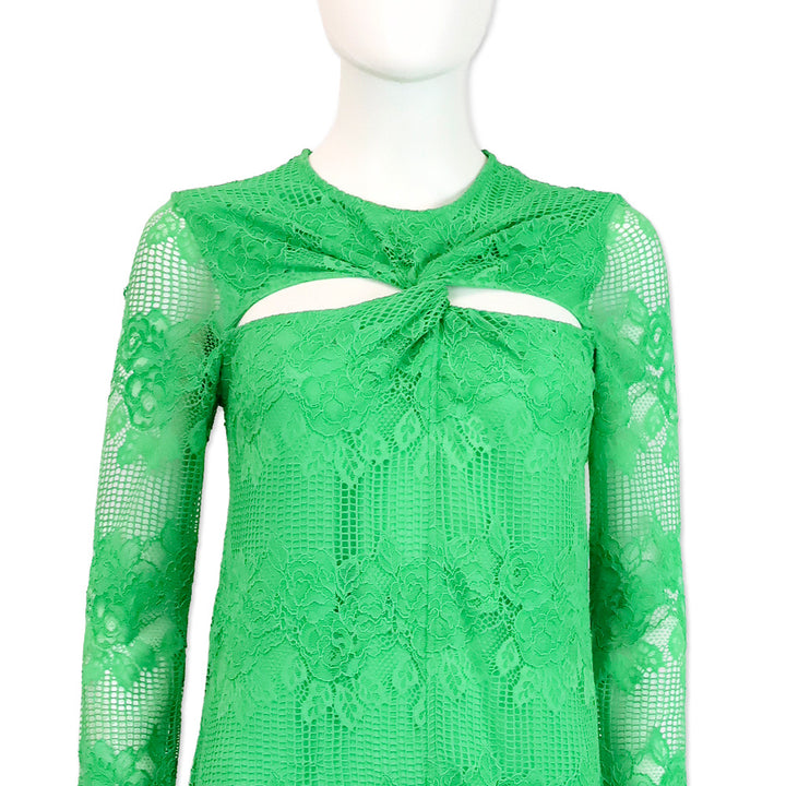 Ganni Kelly Green Lace Twist Maxi Dress