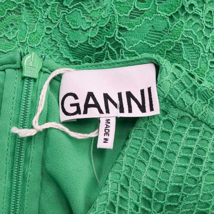 Ganni Kelly Green Lace Twist Maxi Dress