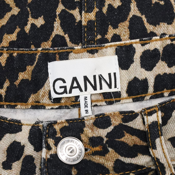 Ganni Leopard Print Denim Mini Skirt