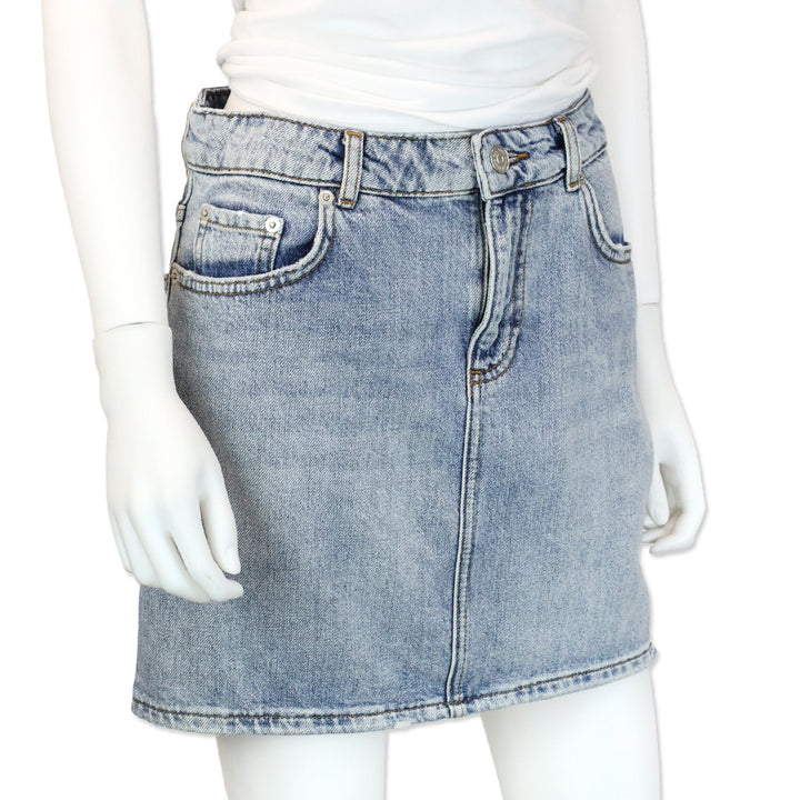 Ganni Light Wash Denim Miniskirt