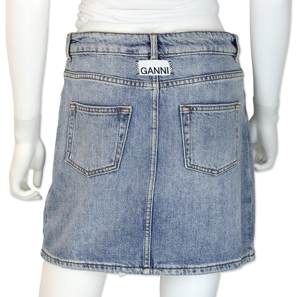 Ganni Light Wash Denim Miniskirt