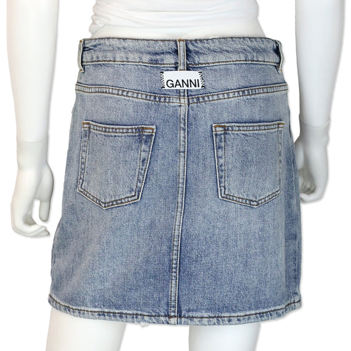 Ganni Light Wash Denim Miniskirt