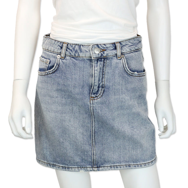 Ganni Light Wash Denim Miniskirt