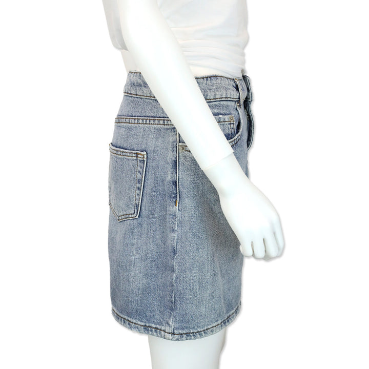 Ganni Light Wash Denim Miniskirt