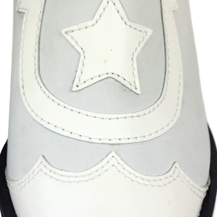 Ganni Meg White Leather Cowboy Western Ankle Boots