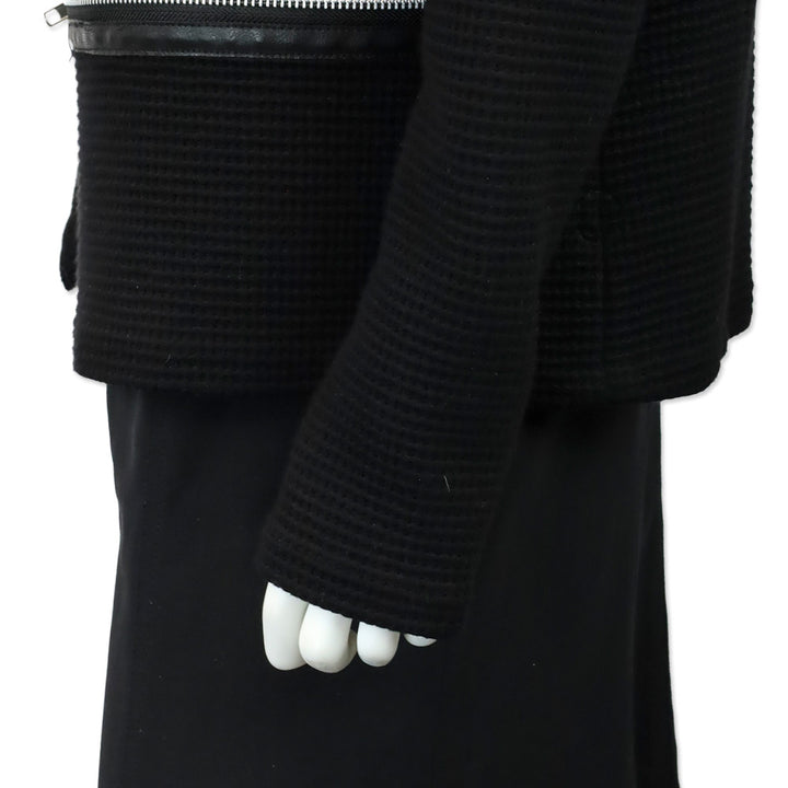 Generation Love Arielle Black Waffle Knit Raccoon Fur Collar Cardigan Sweater