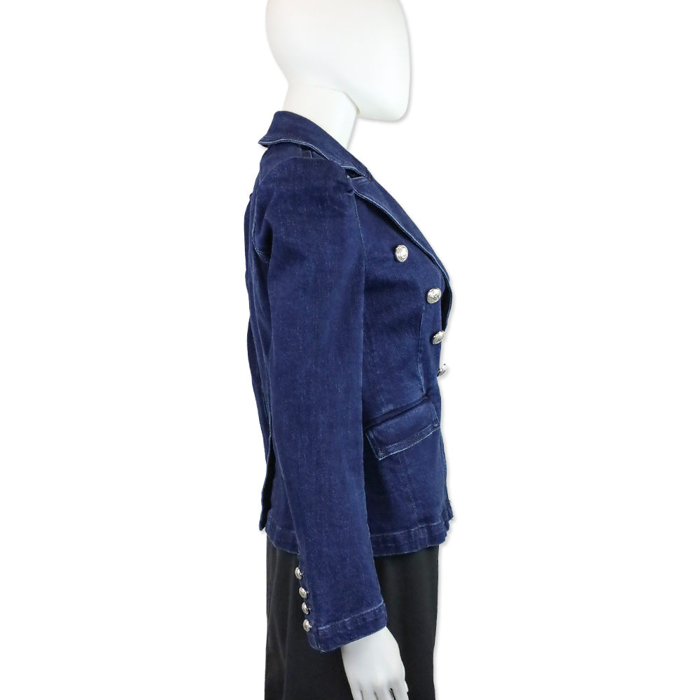 Generation Love Indigo Blue Denim Double-Breasted Sutton Blazer
