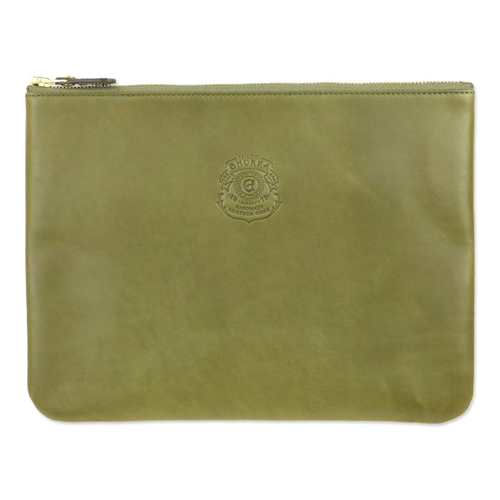 Ghurka Olive Green Leather Pouch II No. 64