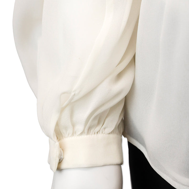 Giambattista Valli Cream Sheer Floral Lace Blouse