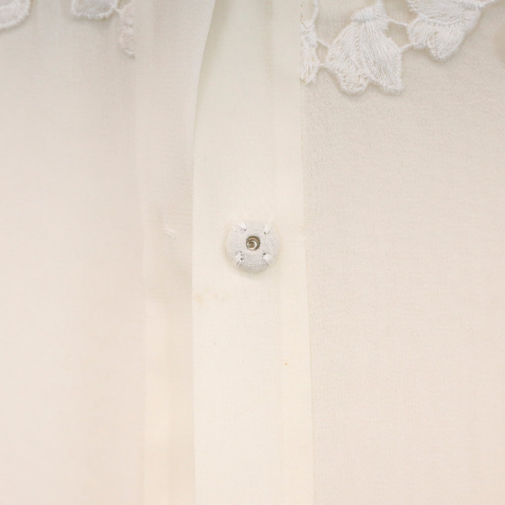 Giambattista Valli Cream Sheer Floral Lace Blouse