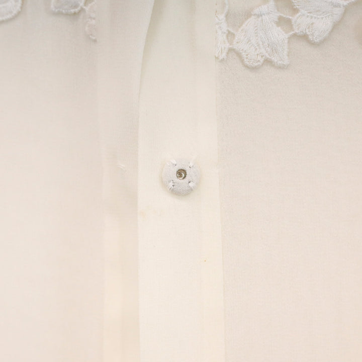 Giambattista Valli Cream Sheer Floral Lace Blouse