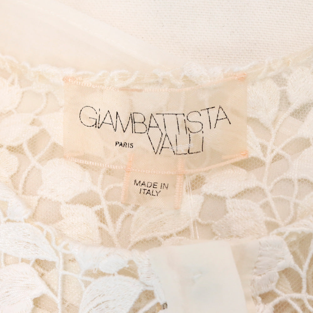 Giambattista Valli Cream Sheer Floral Lace Blouse