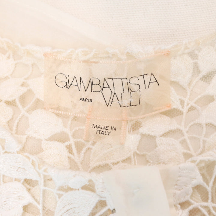 Giambattista Valli Cream Sheer Floral Lace Blouse