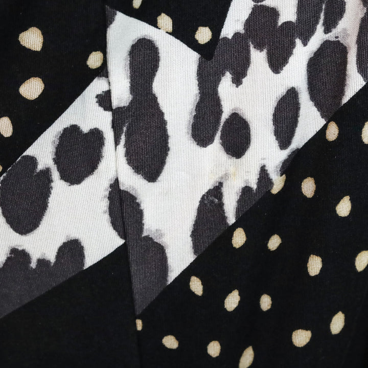 Giambattista Valli Mixed-Print Ruched Bow Silk Dress