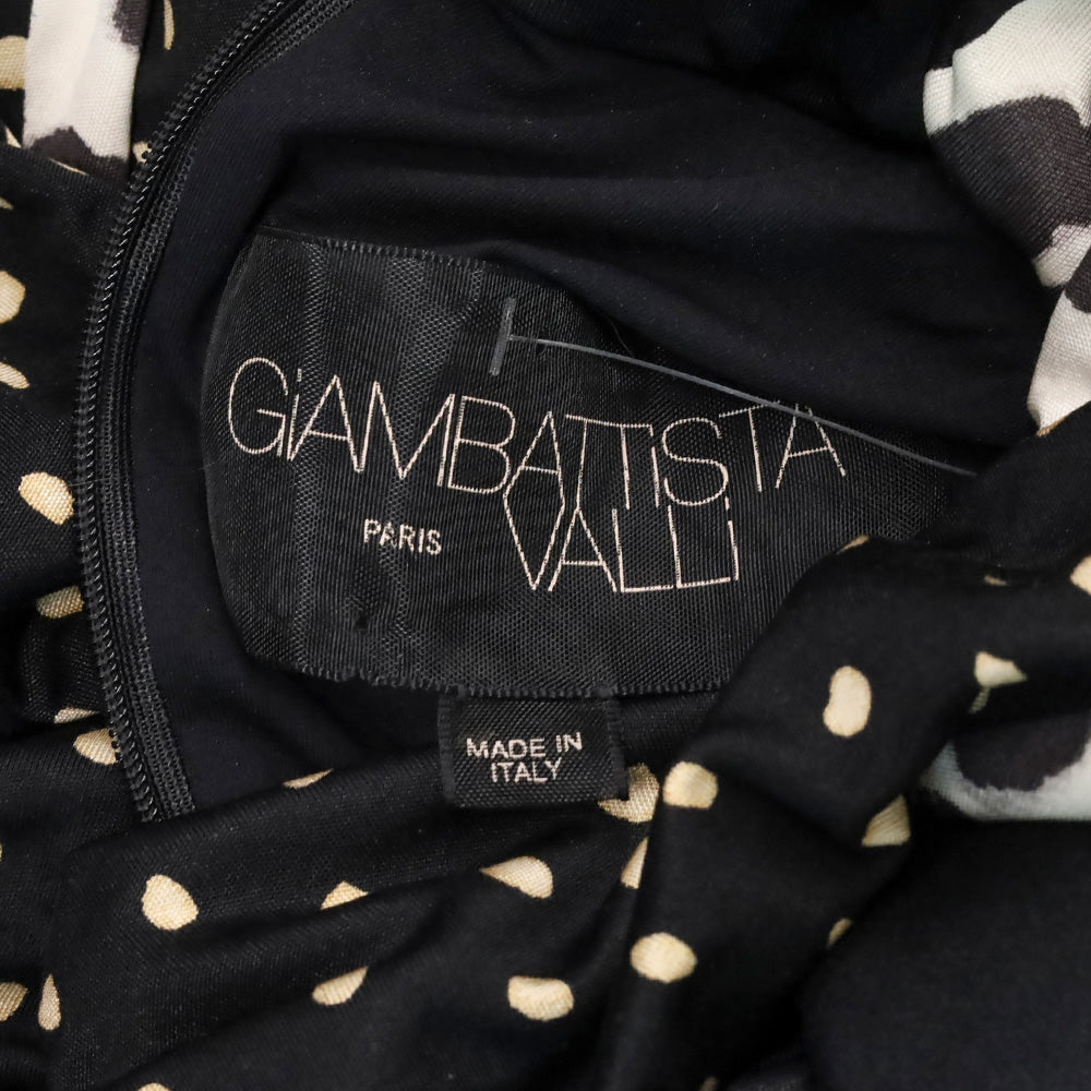 Giambattista Valli Mixed-Print Ruched Bow Silk Dress