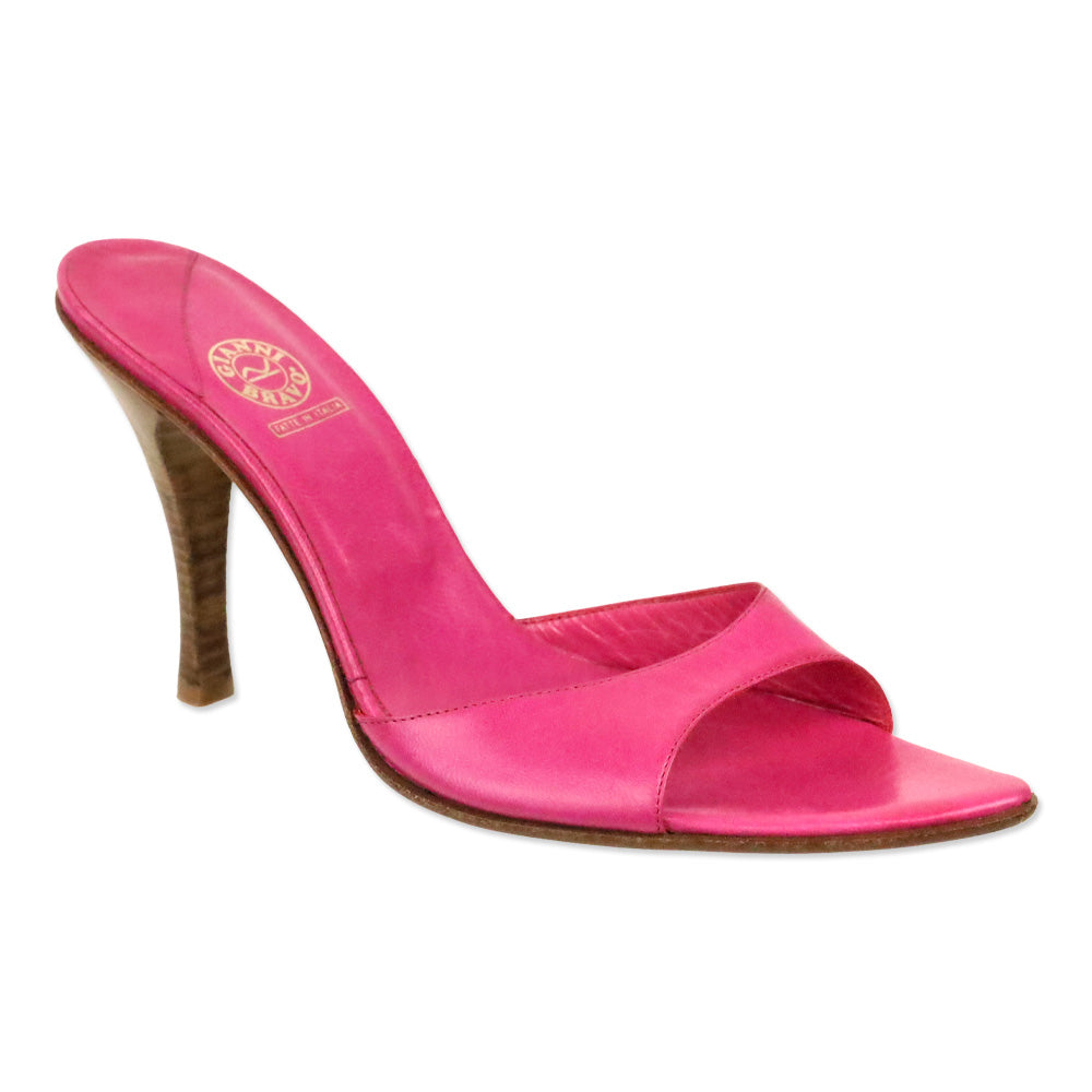 Gianni Bravo Hot Pink Leather Pointed Mules