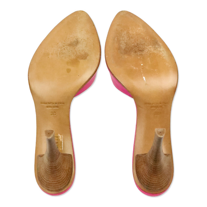 Gianni Bravo Hot Pink Leather Pointed Mules