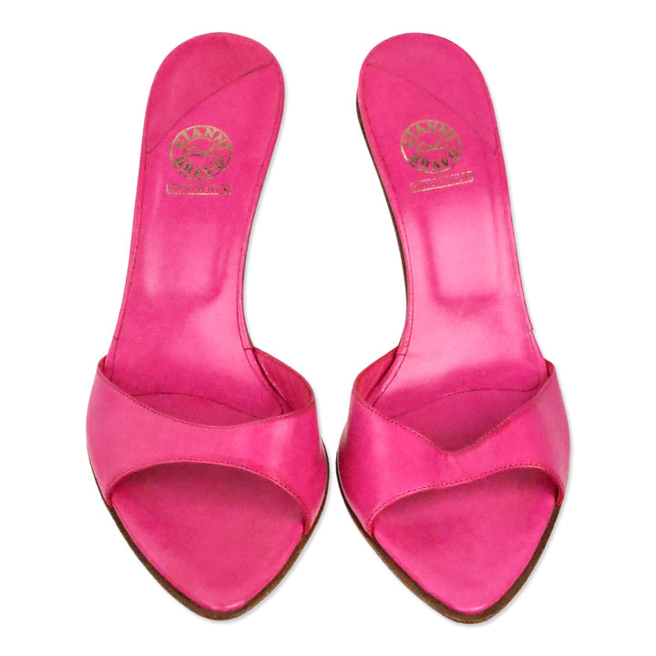 Gianni Bravo Hot Pink Leather Pointed Mules