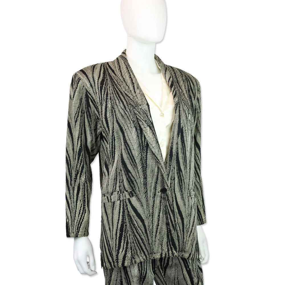Gianni Versace Black/Cream Psychedelic Print Blazer