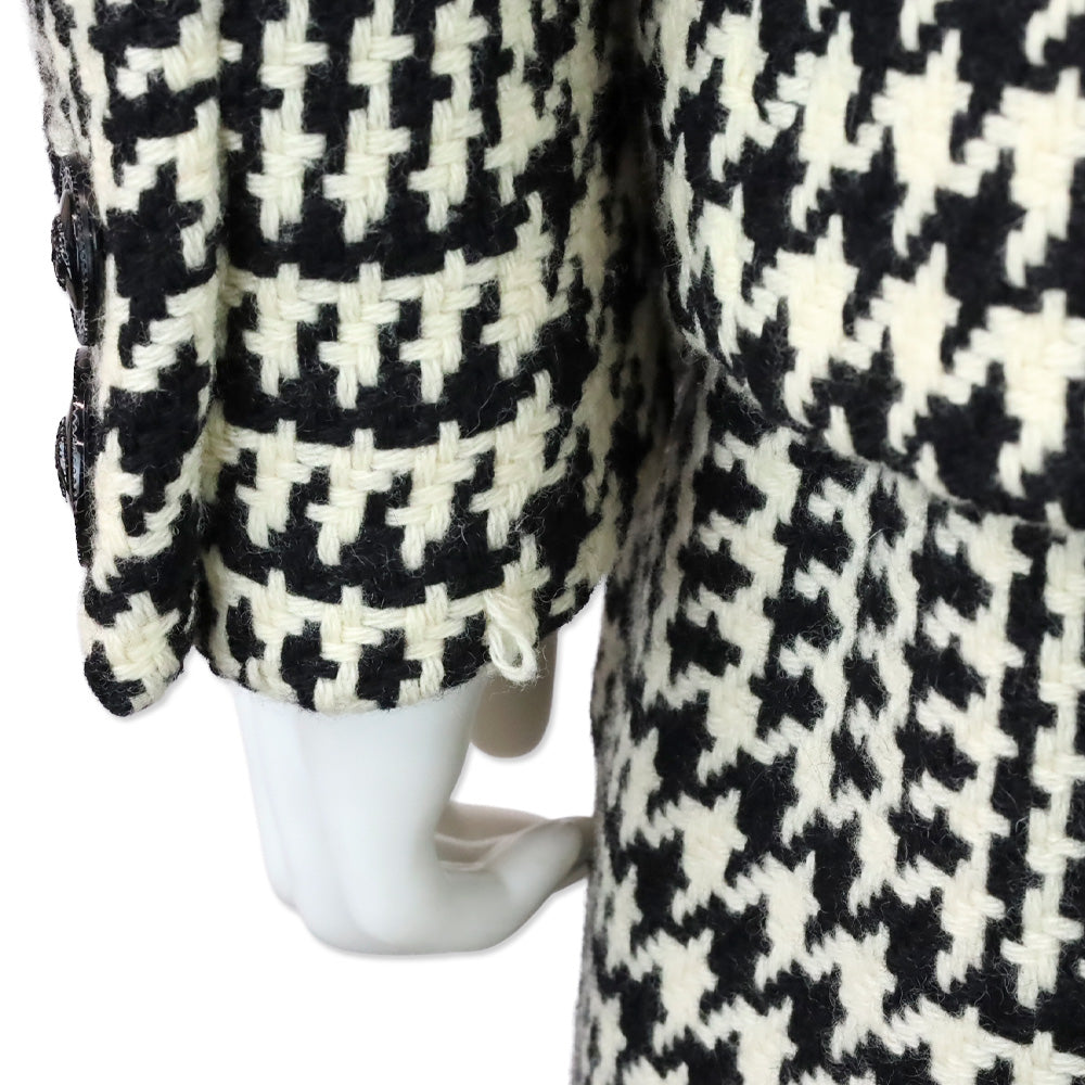 Gianni Versace Black & White Houndstooth Wool Tweed Jacket