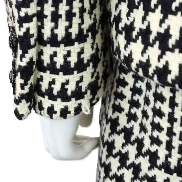 Gianni Versace Black & White Houndstooth Wool Tweed Jacket