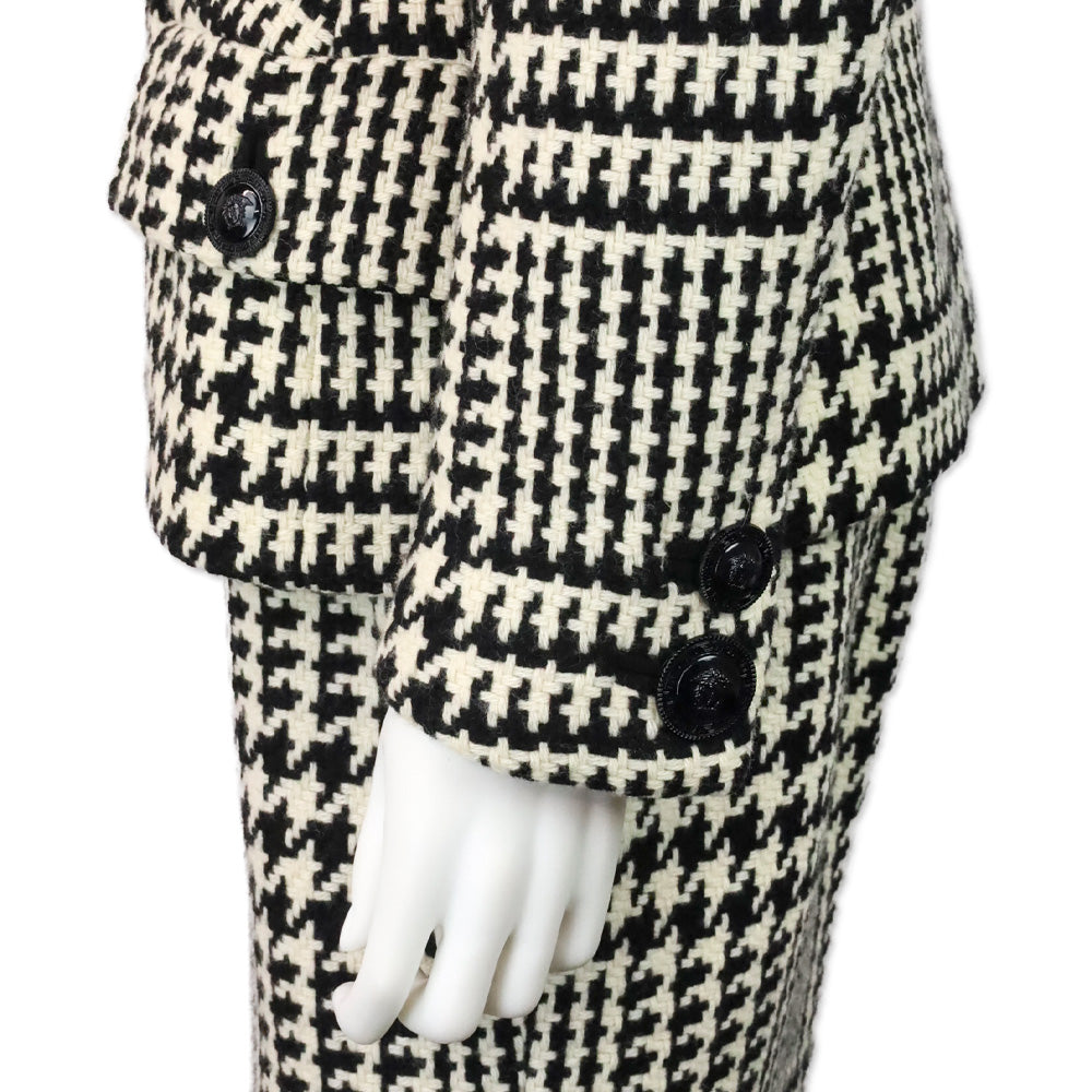 Gianni Versace Black & White Houndstooth Wool Tweed Jacket